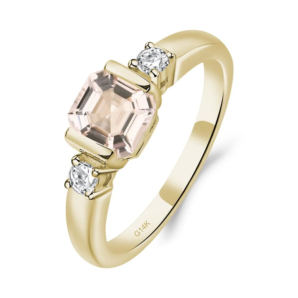 Morganite Half Bezel Set Asscher Cut Ring - Image 9