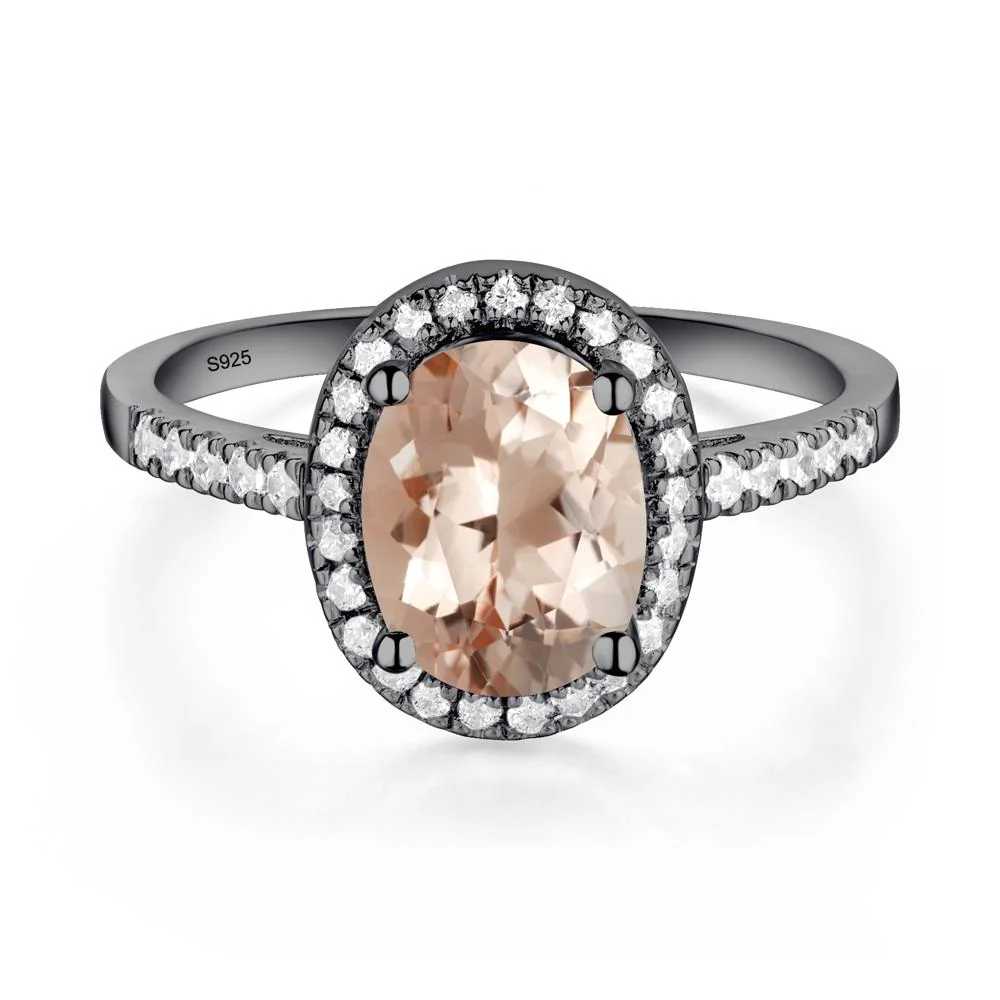 Oval Morganite Halo Ring