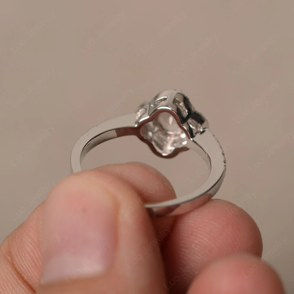 Morganite Halo Flower Engagement Ring - Image 2