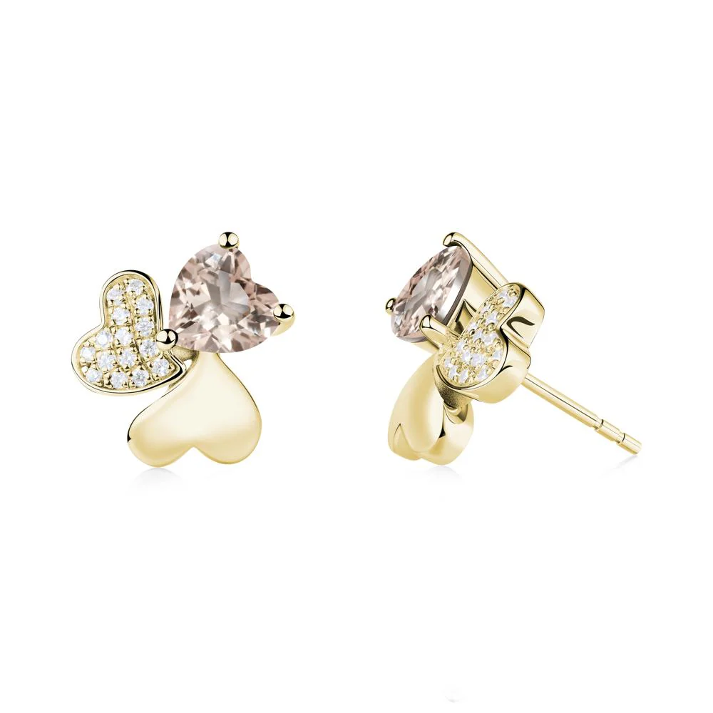 Morganite Heart Shape Shamrock Earrings - Image 6