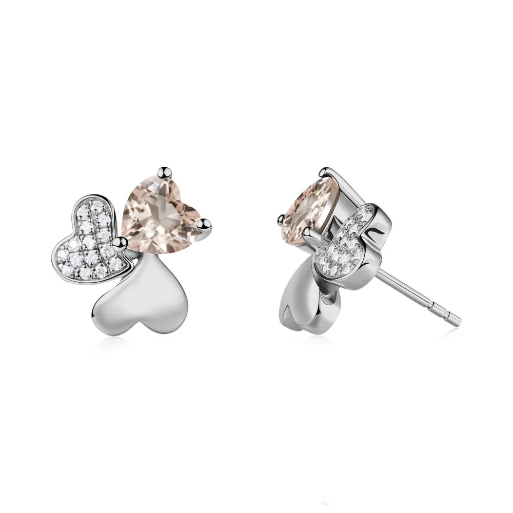 Morganite Heart Shape Shamrock Earrings - Image 7