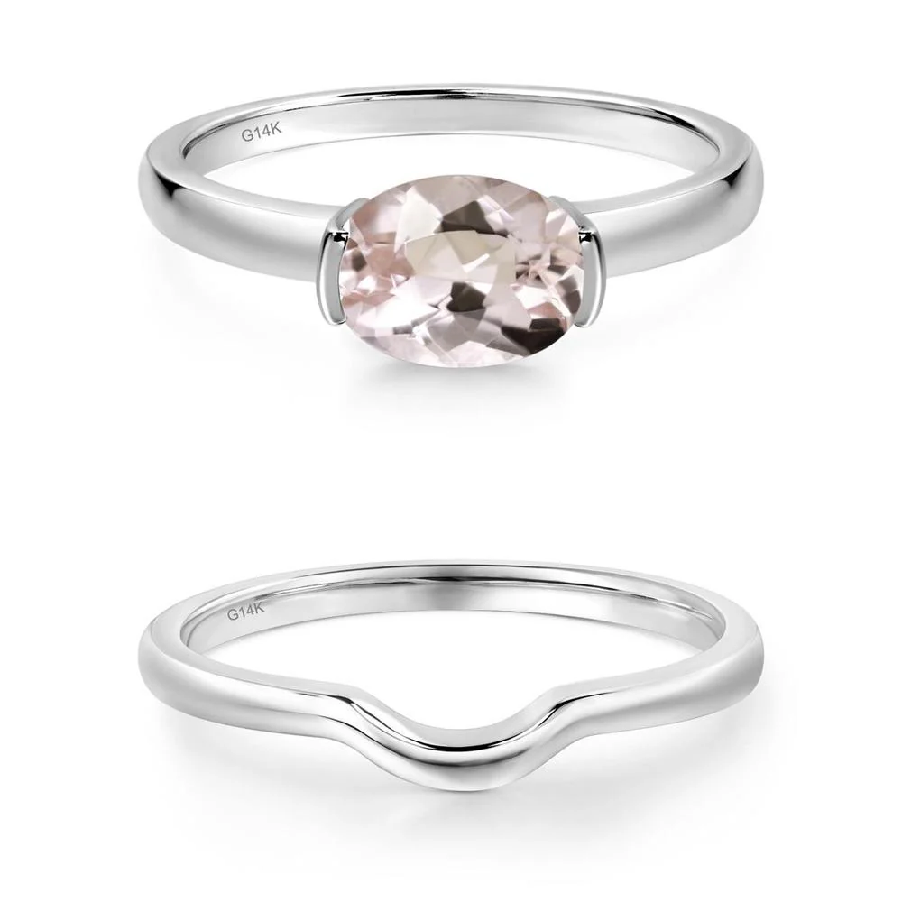 Oval Morganite Horizontal Engagement Ring - Image 11