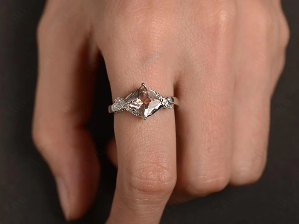 Morganite Kite Set Princess Cut Ring - Image 32