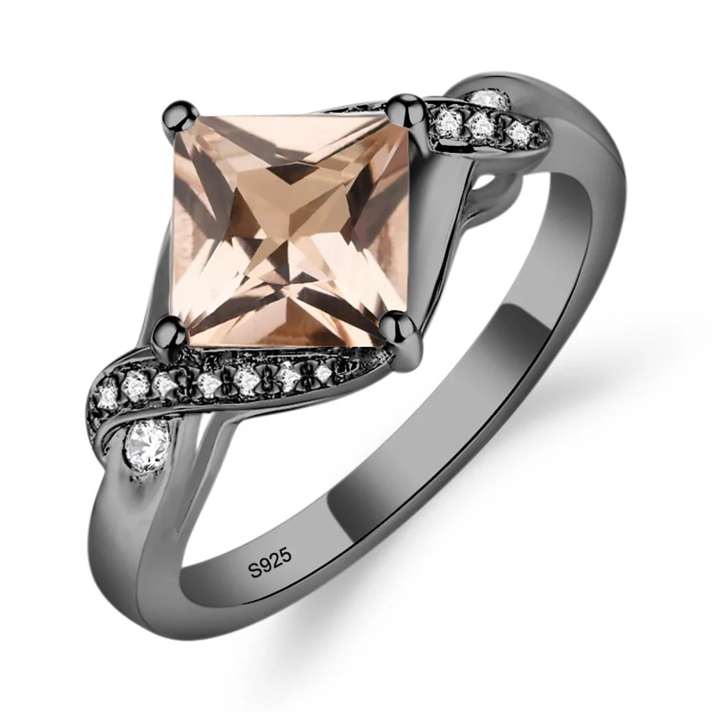 Morganite Kite Set Princess Cut Ring - Image 5