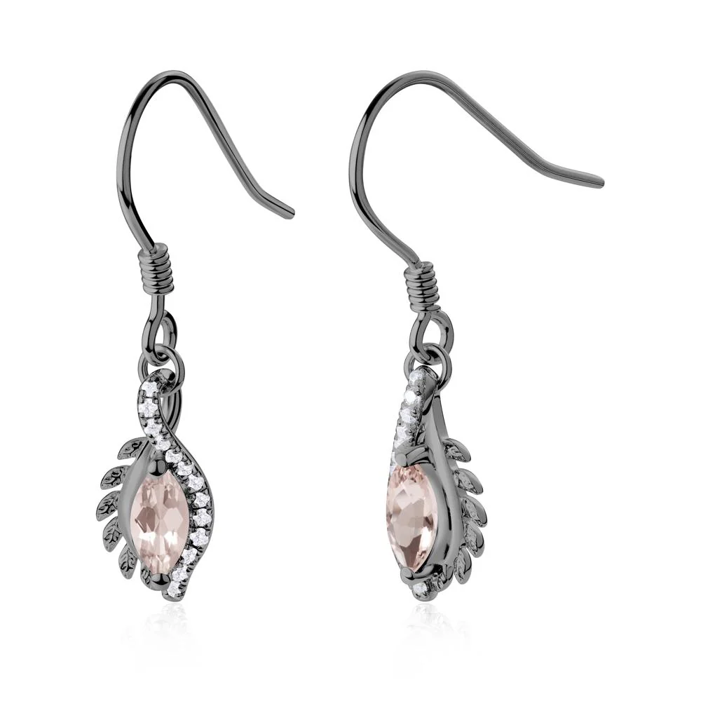 Morganite Leaf Vine Fish Hook Earrings - Image 5