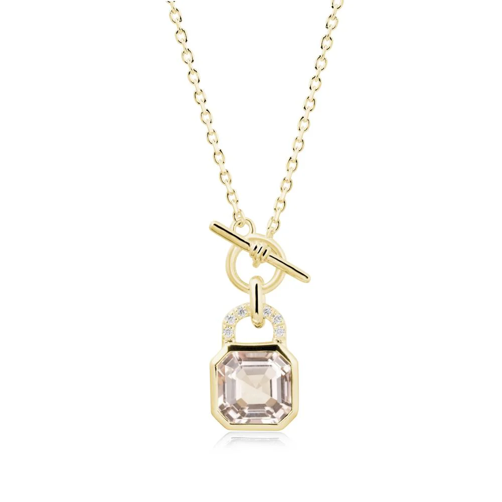 Morganite Lock Pendant Necklace with Openable Toggle - Image 6