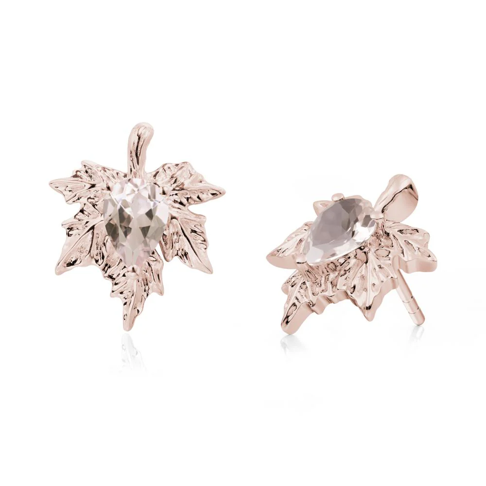 Morganite Maple Stud Earrings - Image 6