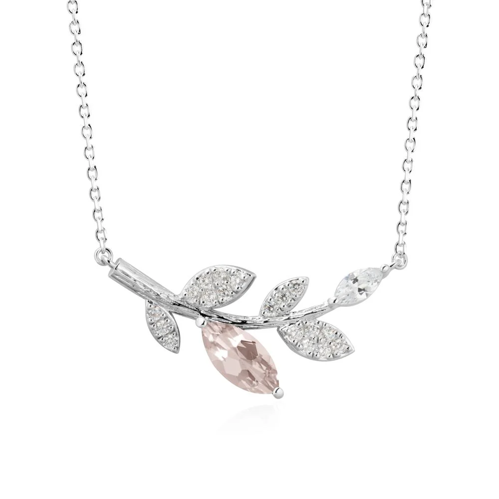Morganite Olive Branch Pendant Necklace - Image 5