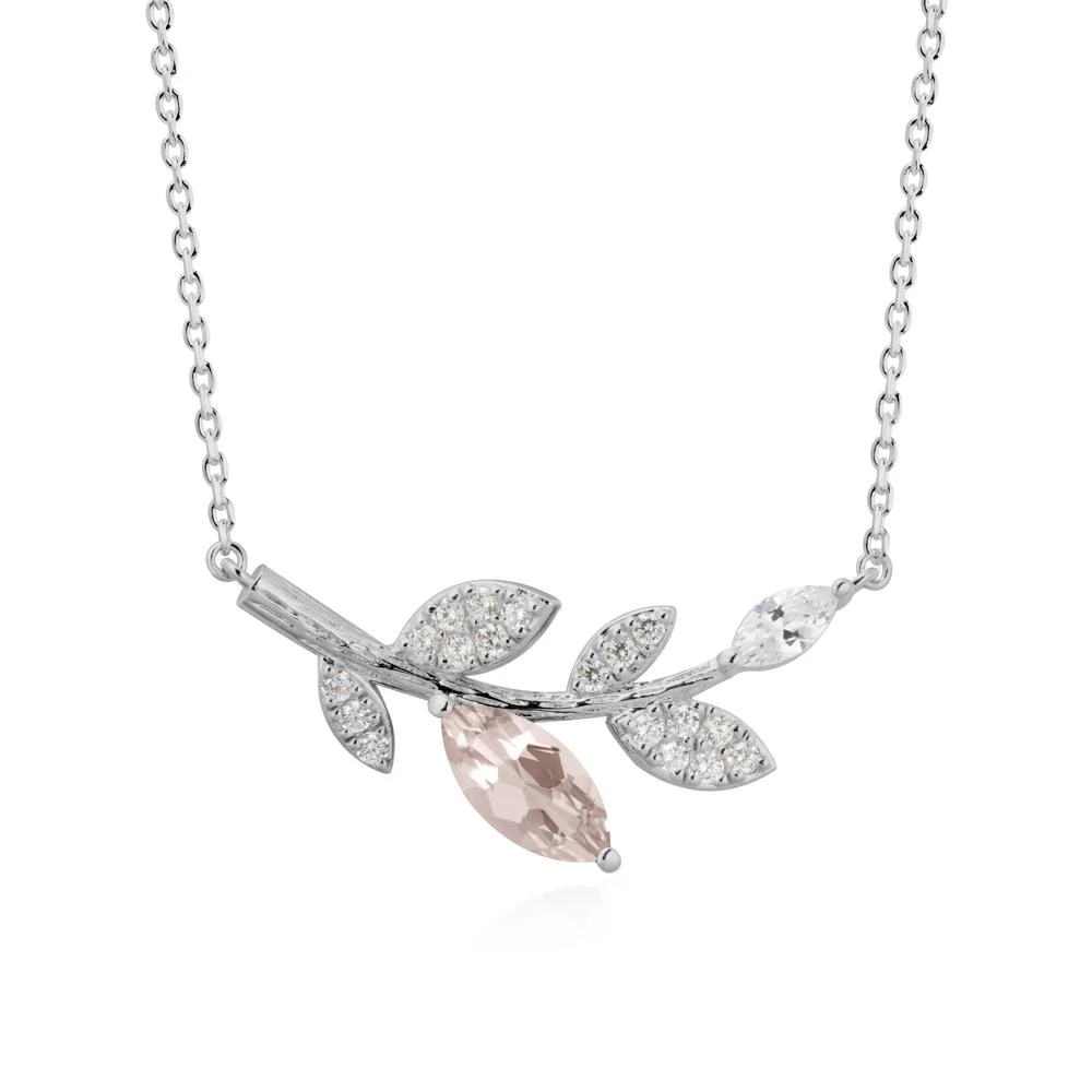 Morganite Olive Branch Pendant Necklace - Image 8