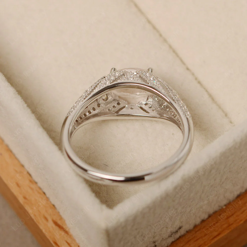 Vintage Horizontal Oval Cut Morganite Ring - Image 4