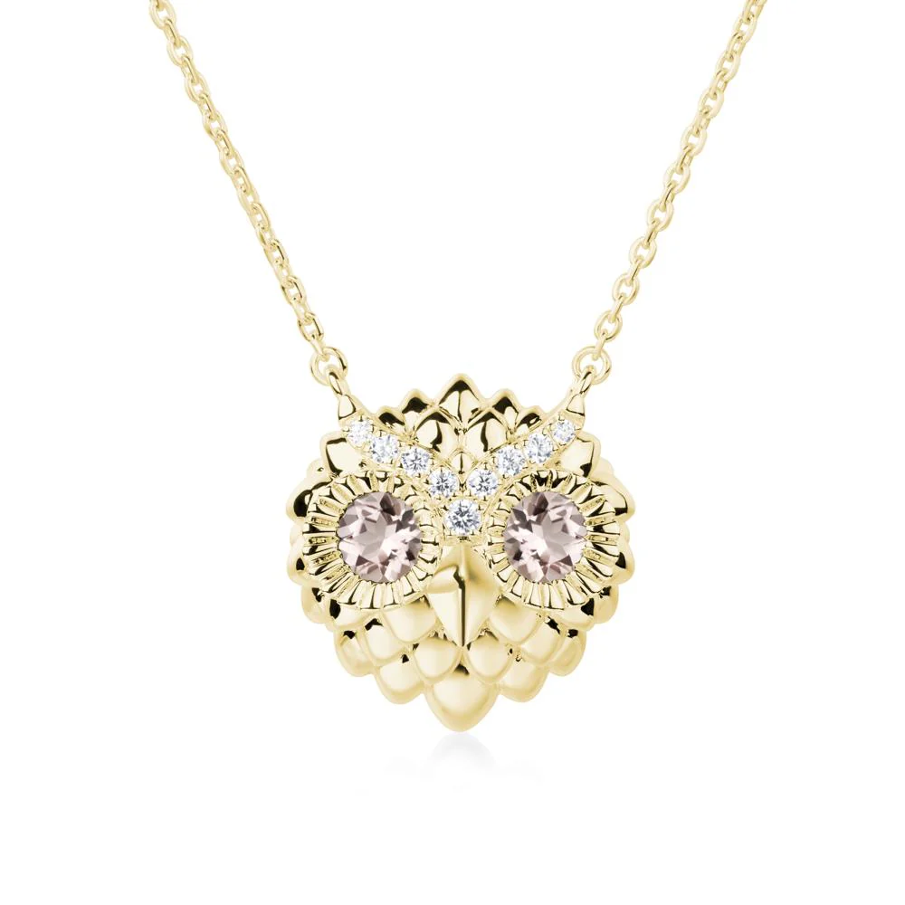 Morganite Owl Necklace - Image 3