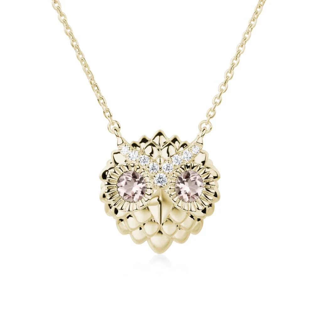 Morganite Owl Necklace - Image 6