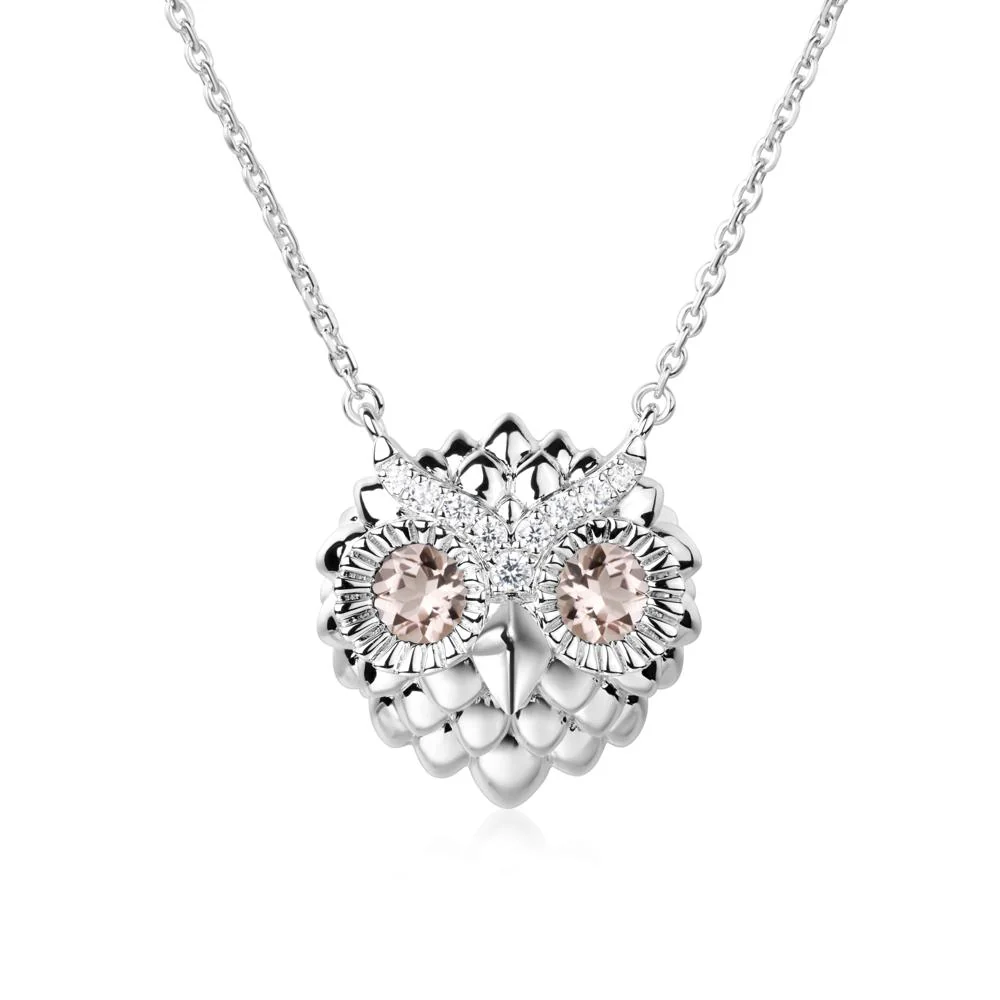 Morganite Owl Necklace - Image 8