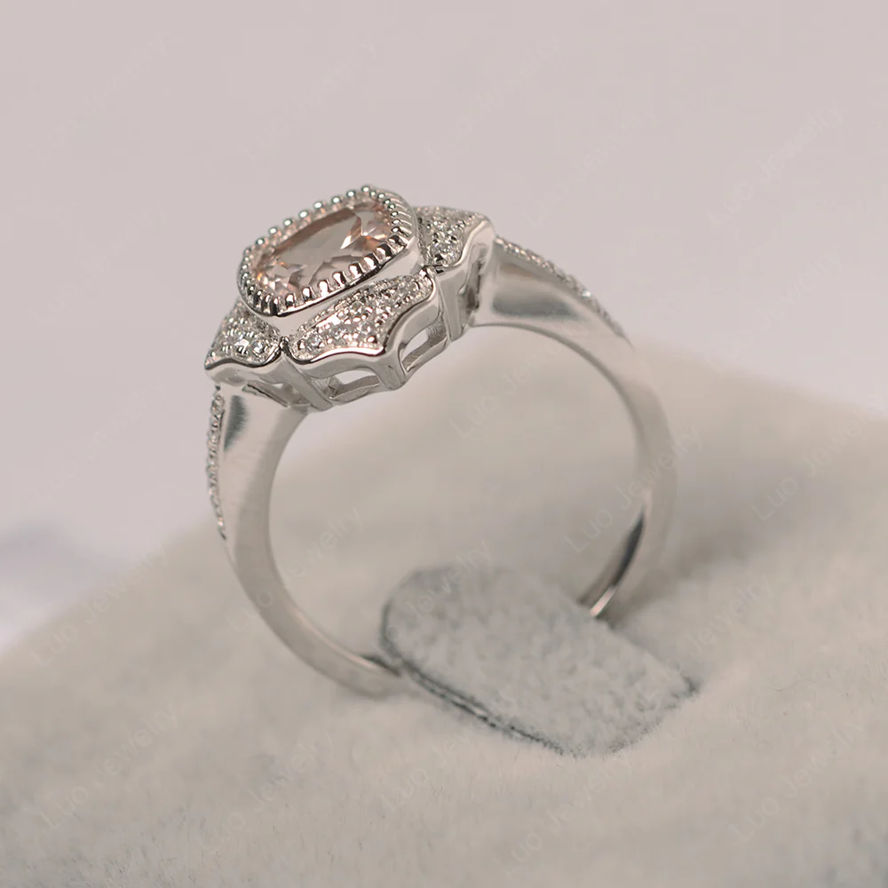 Morganite Lotus Halo Engagement Ring - Image 2