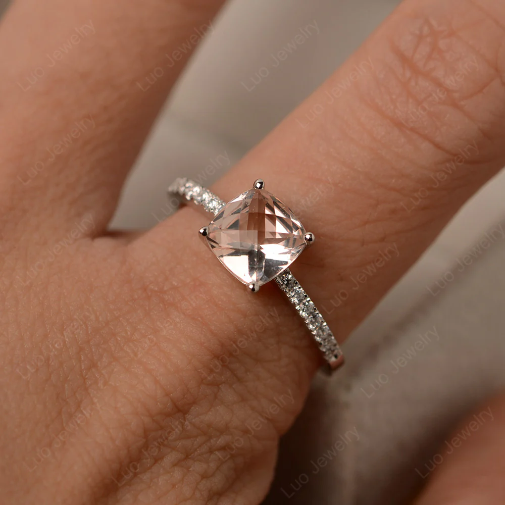 Cushion Cut Morganite Promise Ring - Image 4