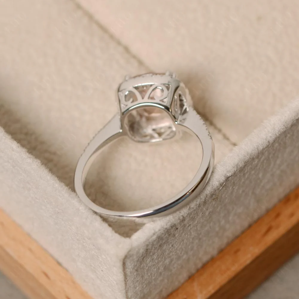 Cushion Cut Morganite Halo Ring - Image 13