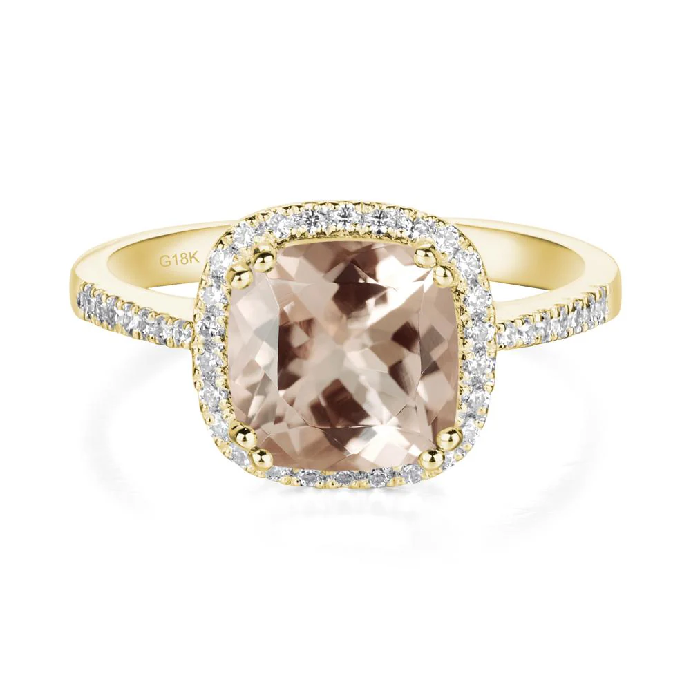 Cushion Cut Morganite Halo Ring - Image 3