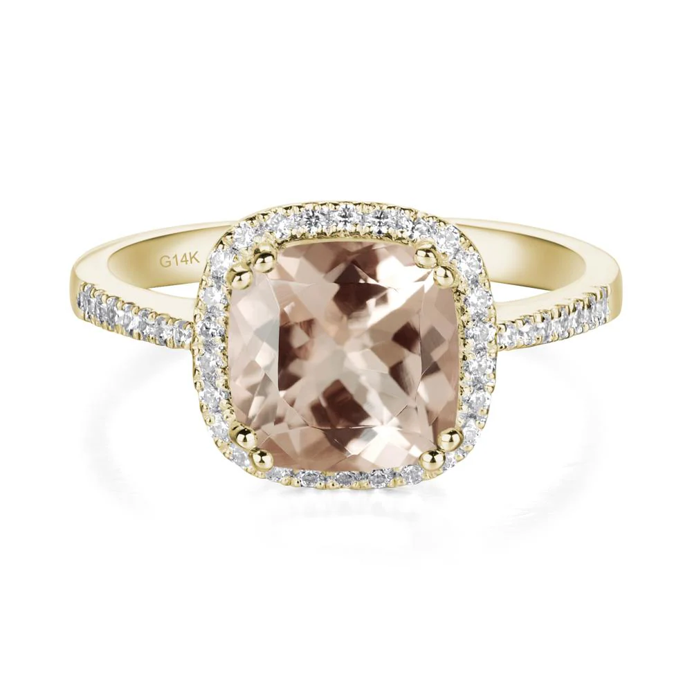 Cushion Cut Morganite Halo Ring - Image 4