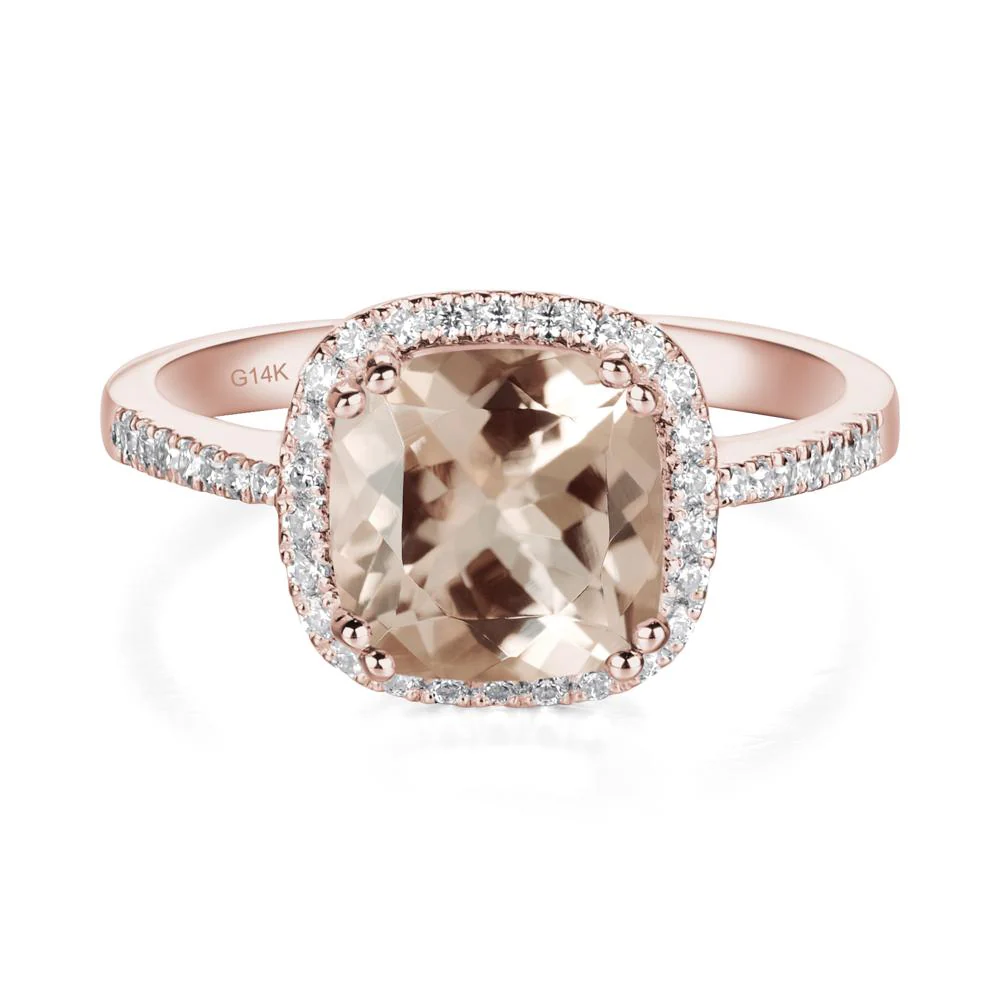 Cushion Cut Morganite Halo Ring - Image 5