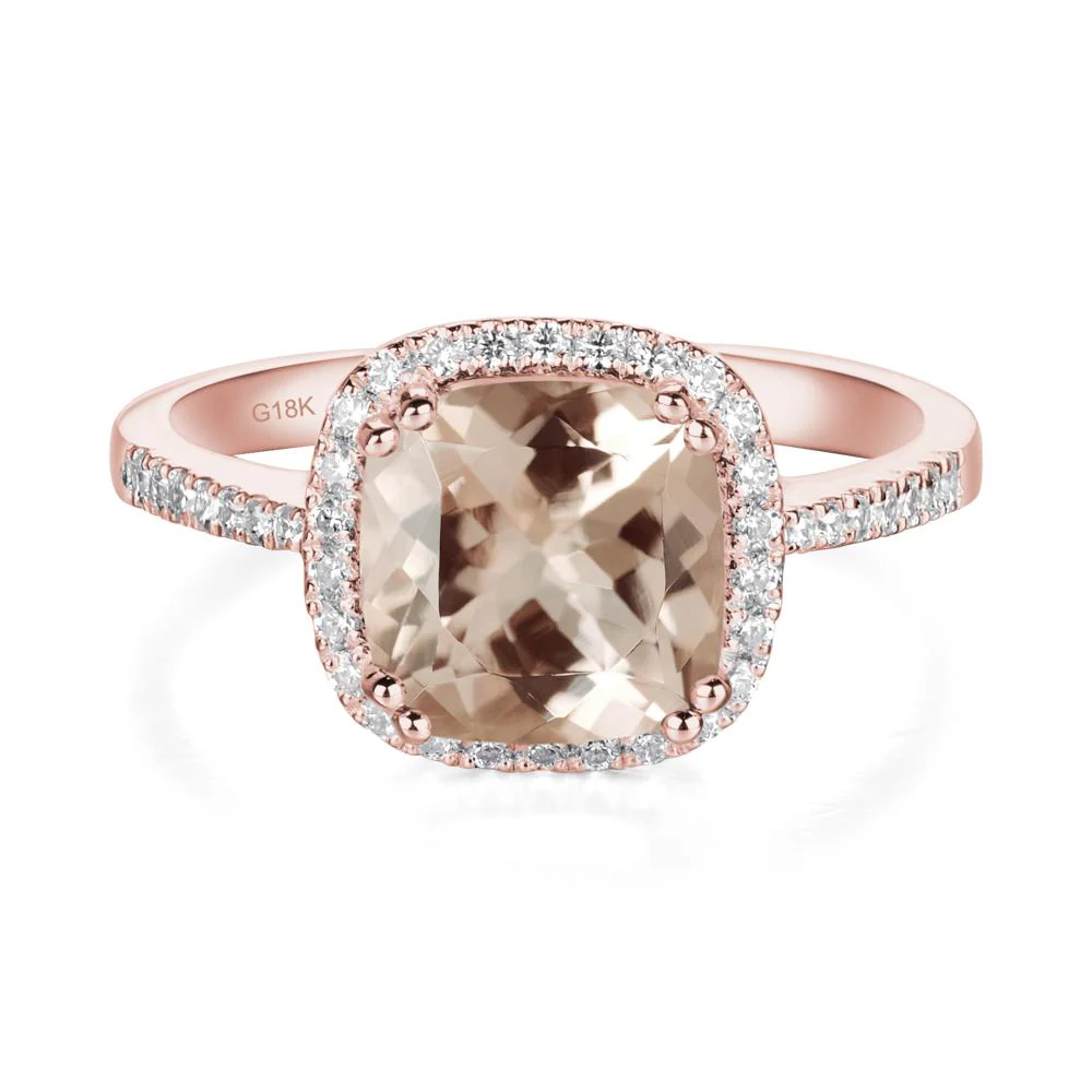 Cushion Cut Morganite Halo Ring - Image 7