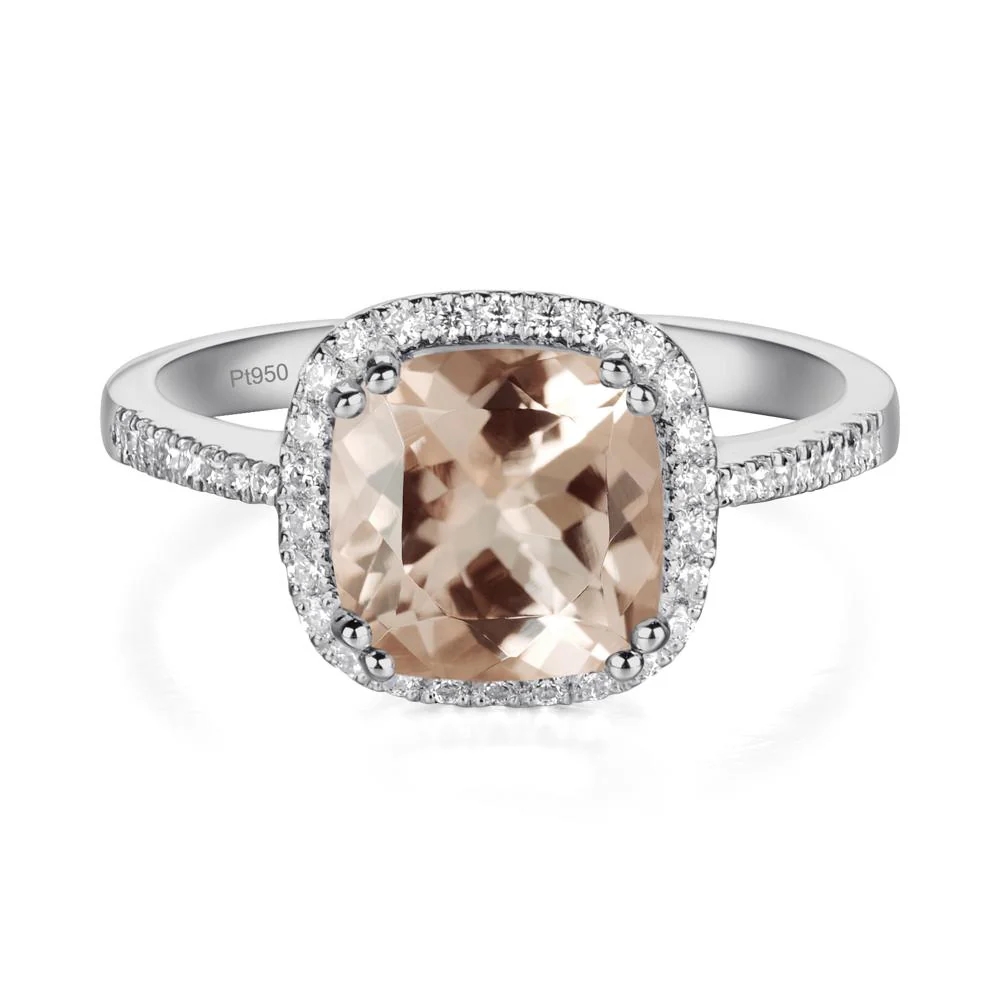 Cushion Cut Morganite Halo Ring - Image 8
