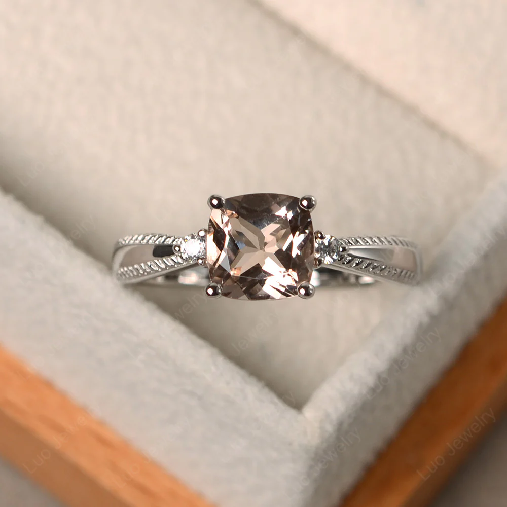Cushion Cut Morganite Engagement Ring
