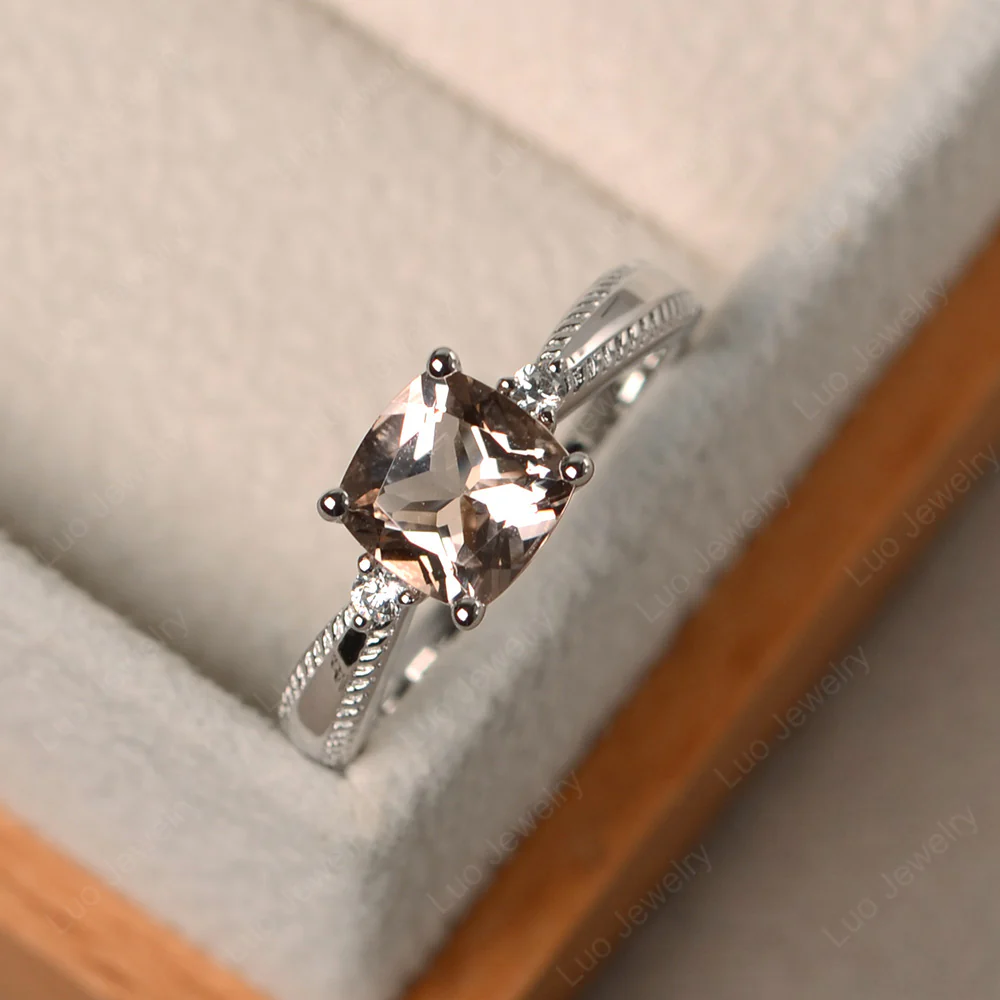 Cushion Cut Morganite Engagement Ring - Image 2