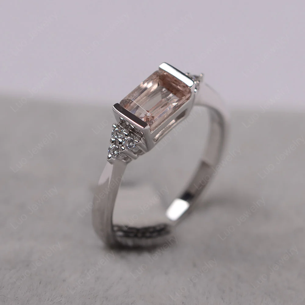 Morganite East West Half Bezel Set Ring - Image 2
