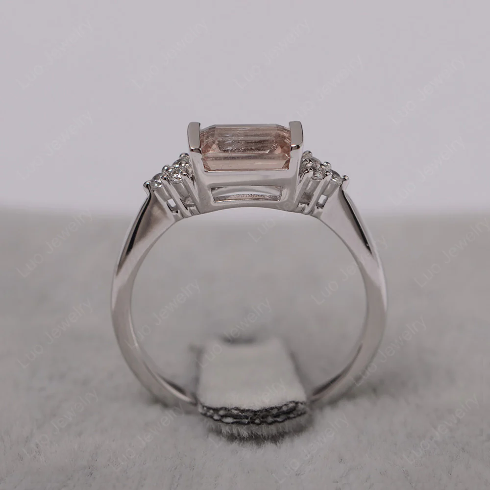Morganite East West Half Bezel Set Ring - Image 3