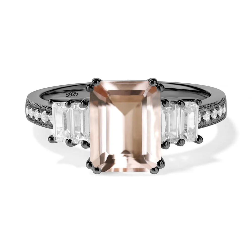 Emerald Cut Morganite Milgrain Ring - Image 6