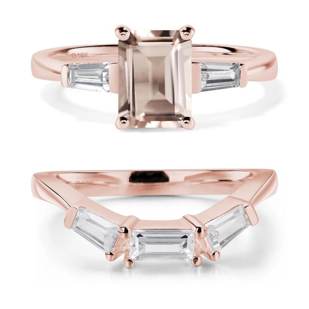 Morganite Tapered Baguette Engagement Ring - Image 17