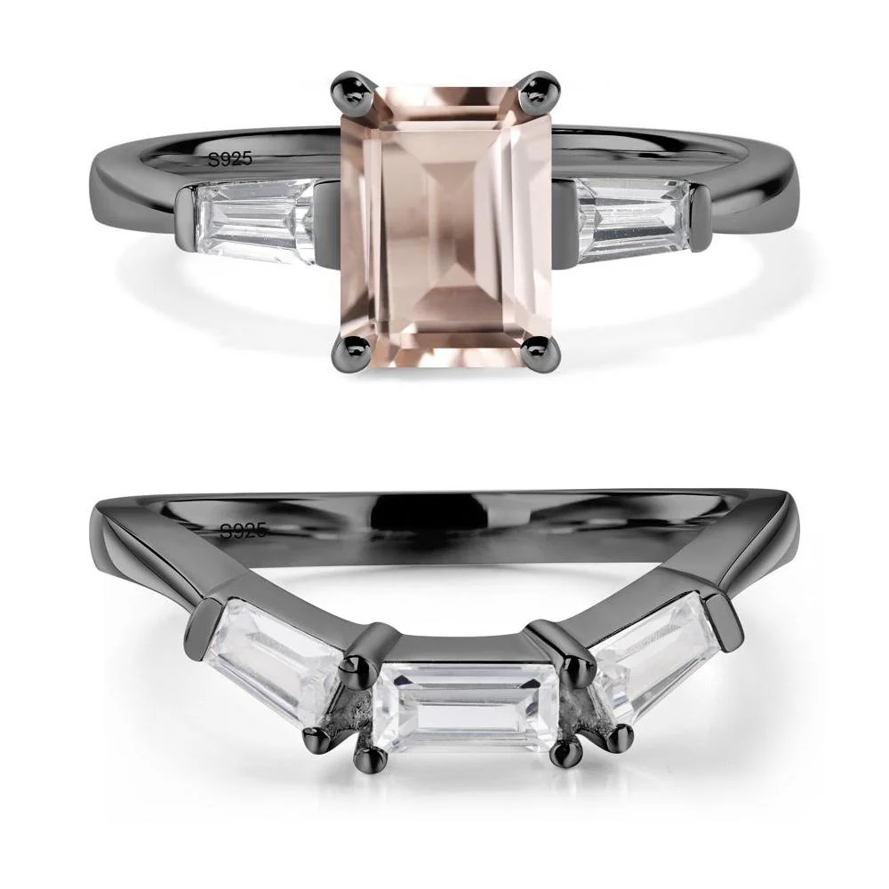 Morganite Tapered Baguette Engagement Ring - Image 23