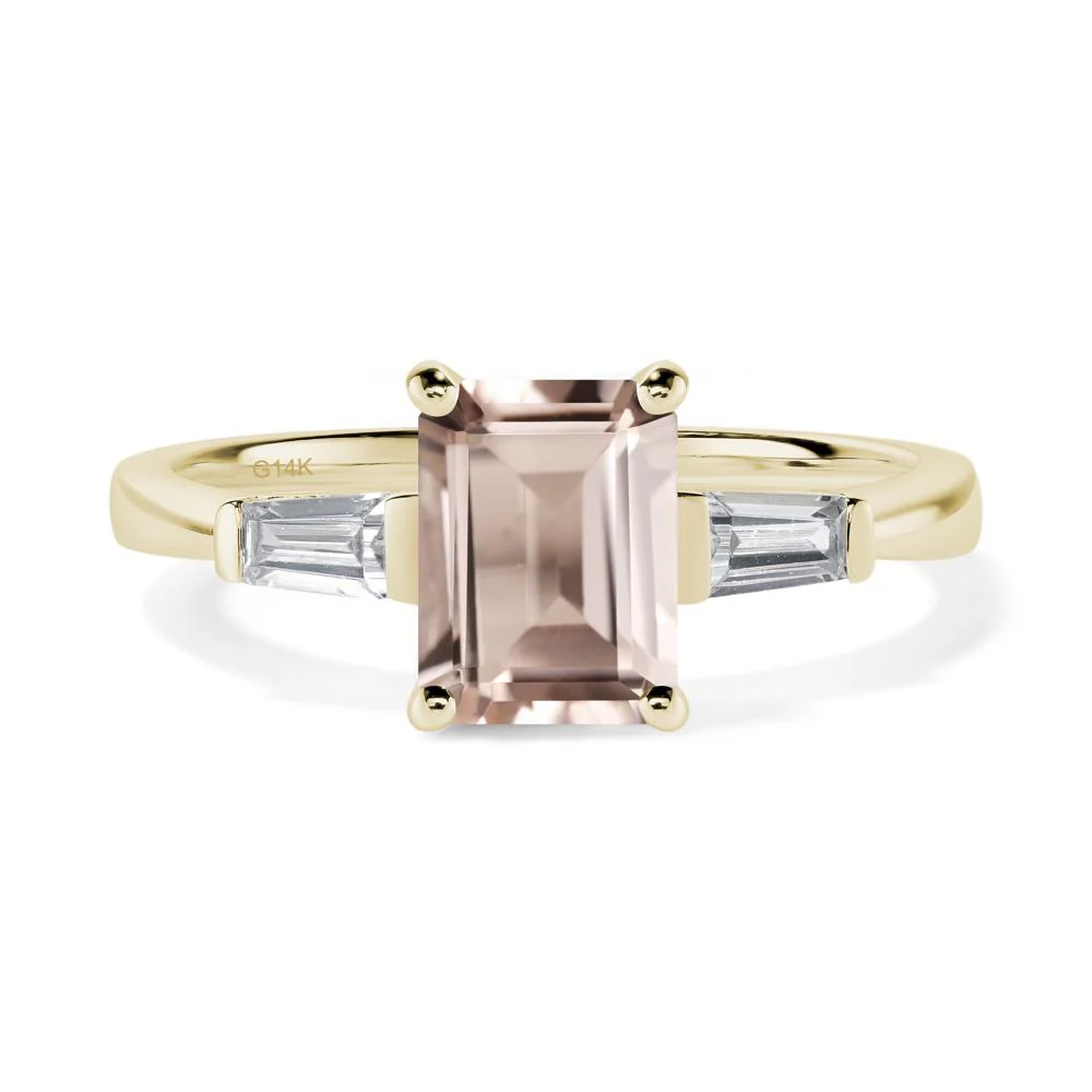 Morganite Tapered Baguette Engagement Ring - Image 4