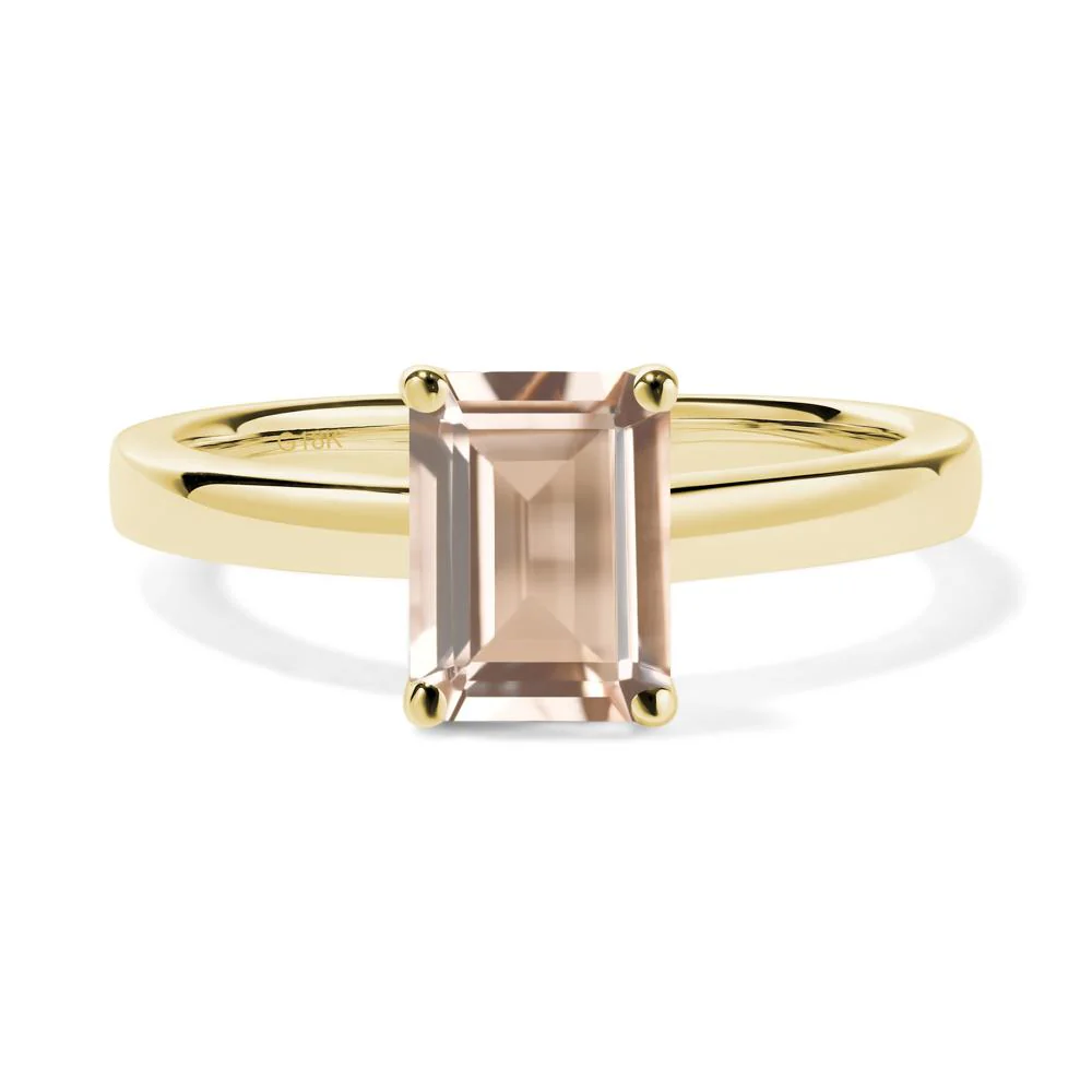 Morganite Plain Band Solitaire Engagement Ring