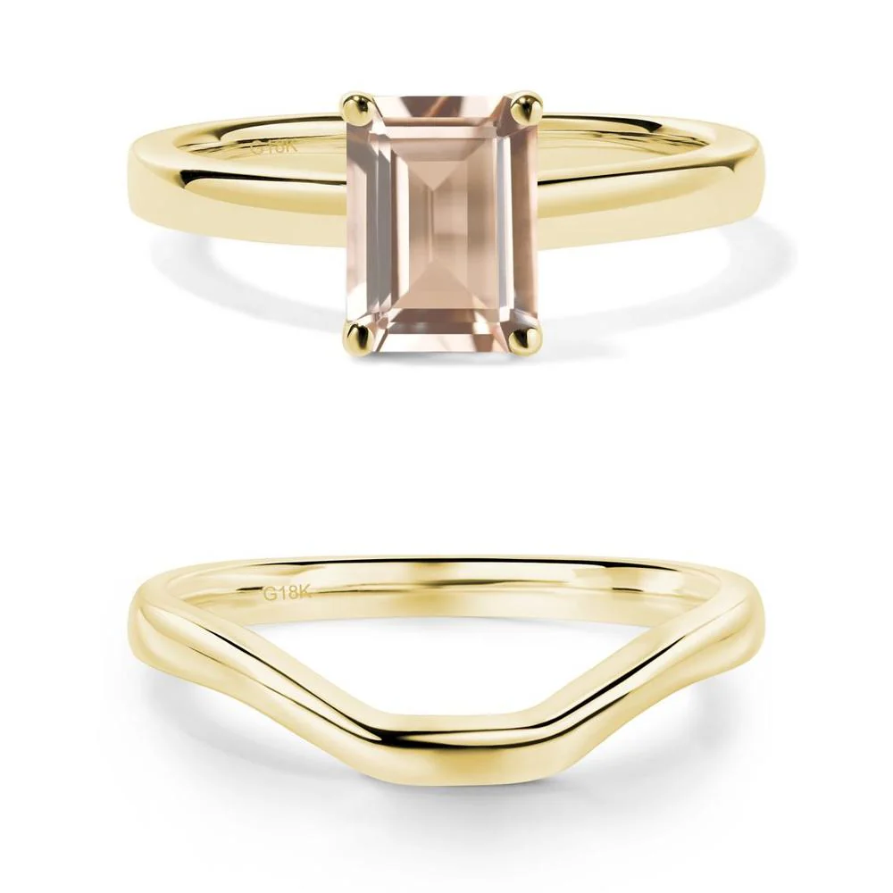 Morganite Plain Band Solitaire Engagement Ring - Image 11