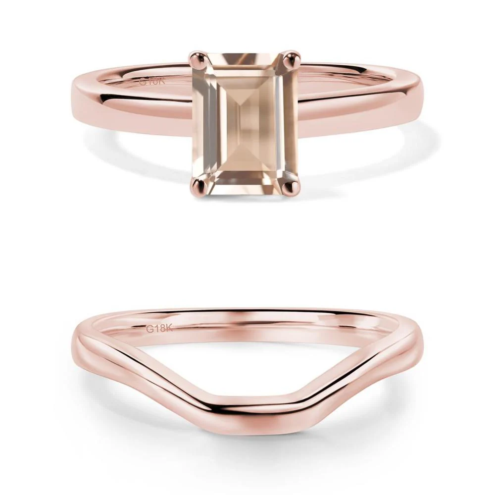 Morganite Plain Band Solitaire Engagement Ring - Image 13