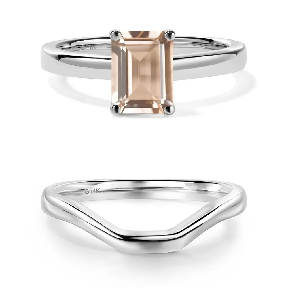 Morganite Plain Band Solitaire Engagement Ring - Image 15