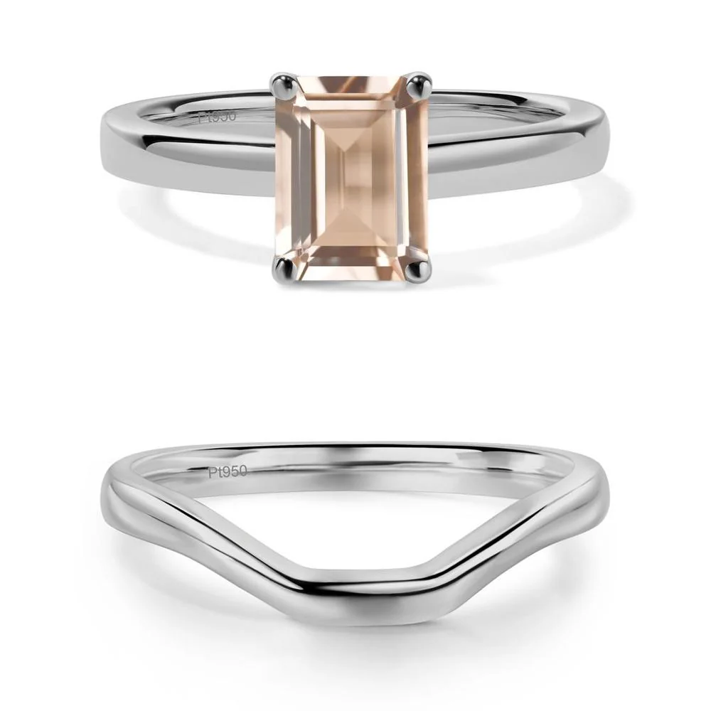 Morganite Plain Band Solitaire Engagement Ring - Image 17