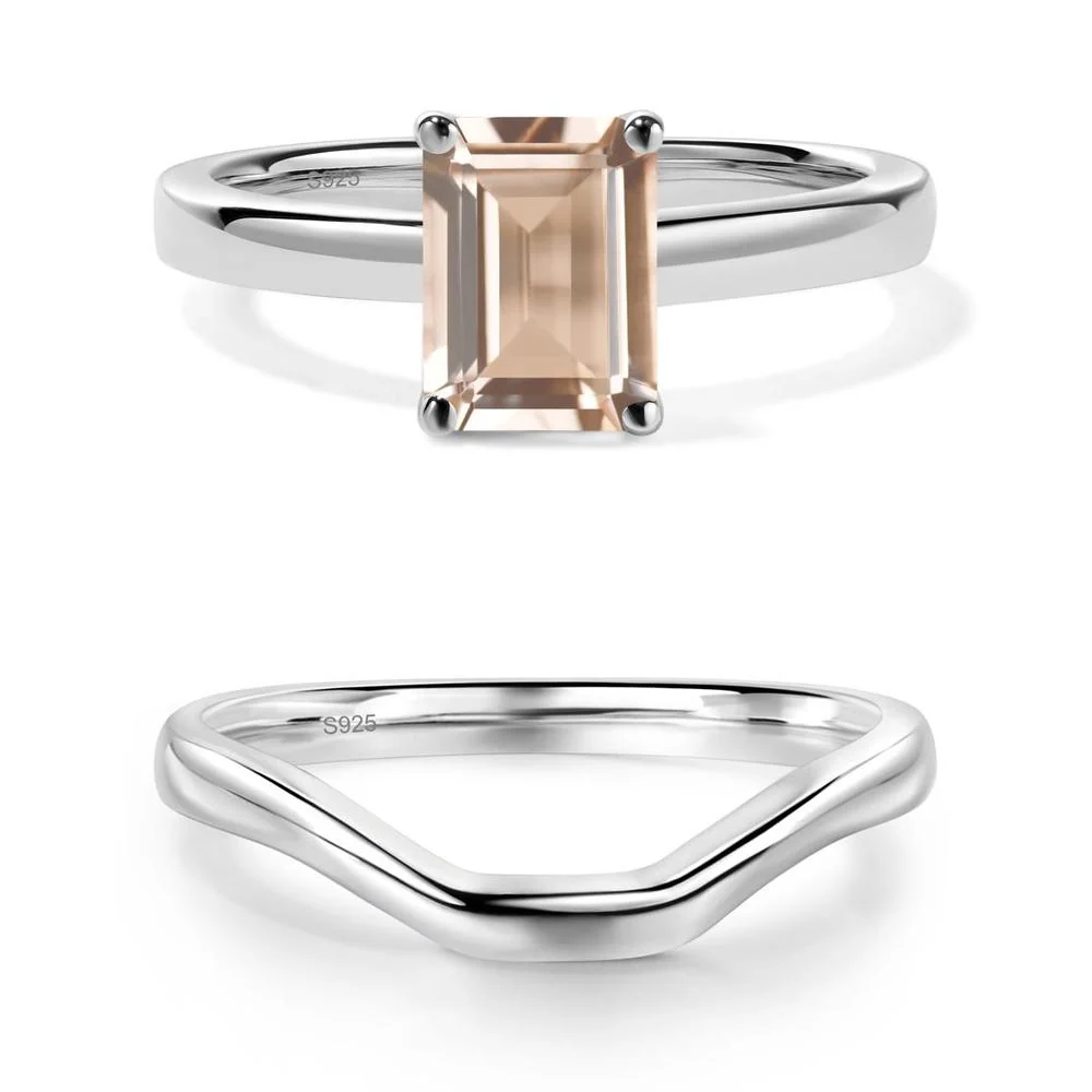 Morganite Plain Band Solitaire Engagement Ring - Image 21