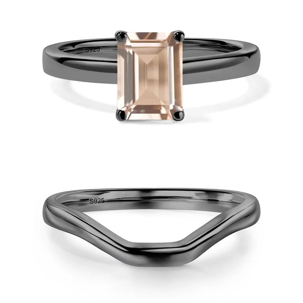 Morganite Plain Band Solitaire Engagement Ring - Image 25