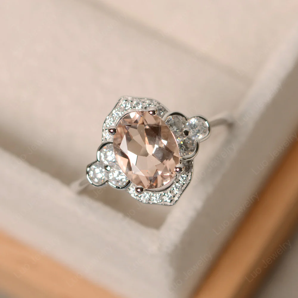 Morganite Halo Engagement Ring