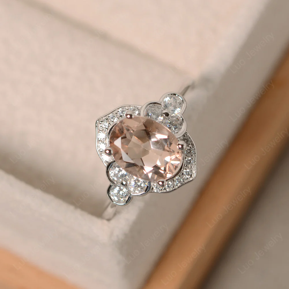 Morganite Halo Engagement Ring - Image 3