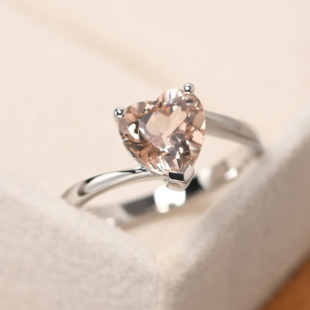 Morganite Heart Solitaire Engagement Ring - Image 2