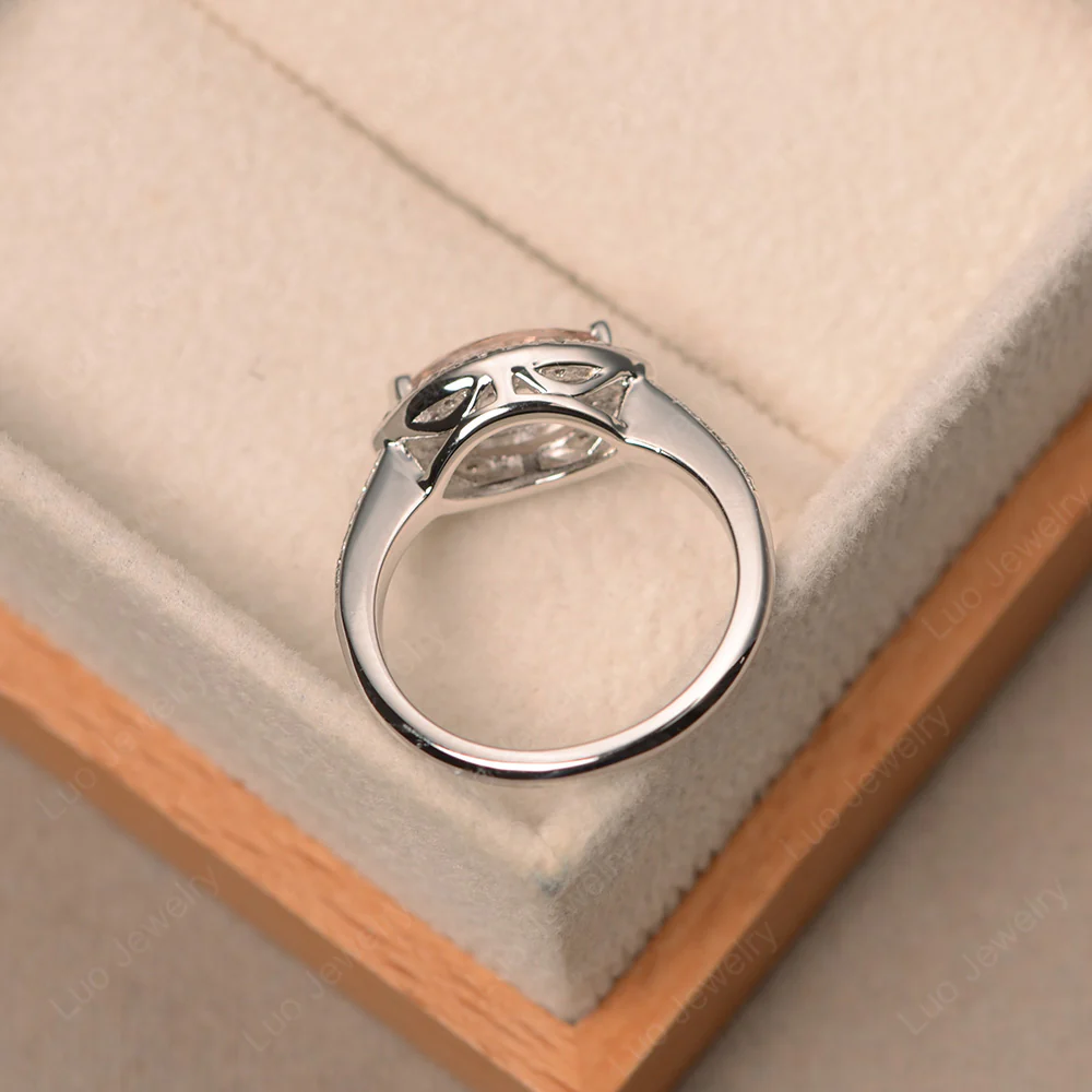 Morganite East West Marquise Halo Ring - Image 3
