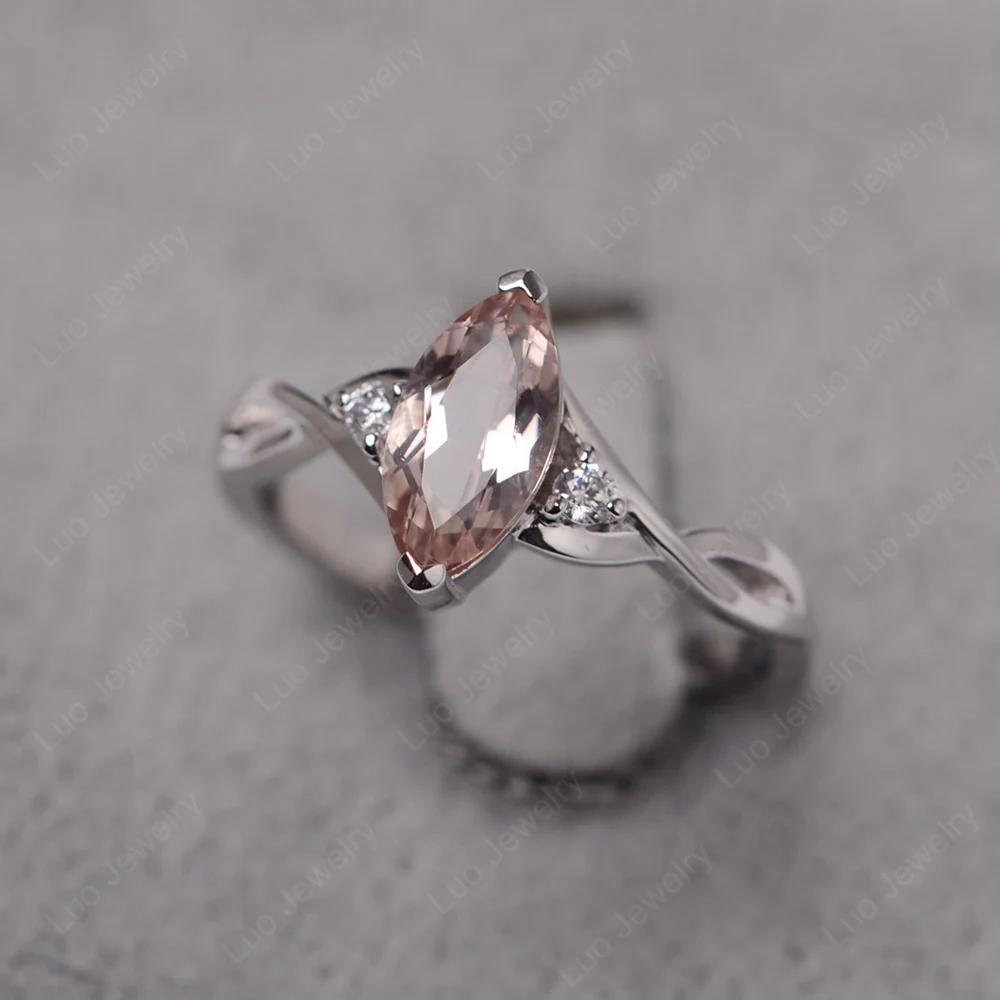 Morganite Marquise Twist Engagement Ring