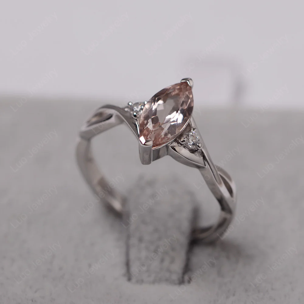 Morganite Marquise Twist Engagement Ring - Image 2