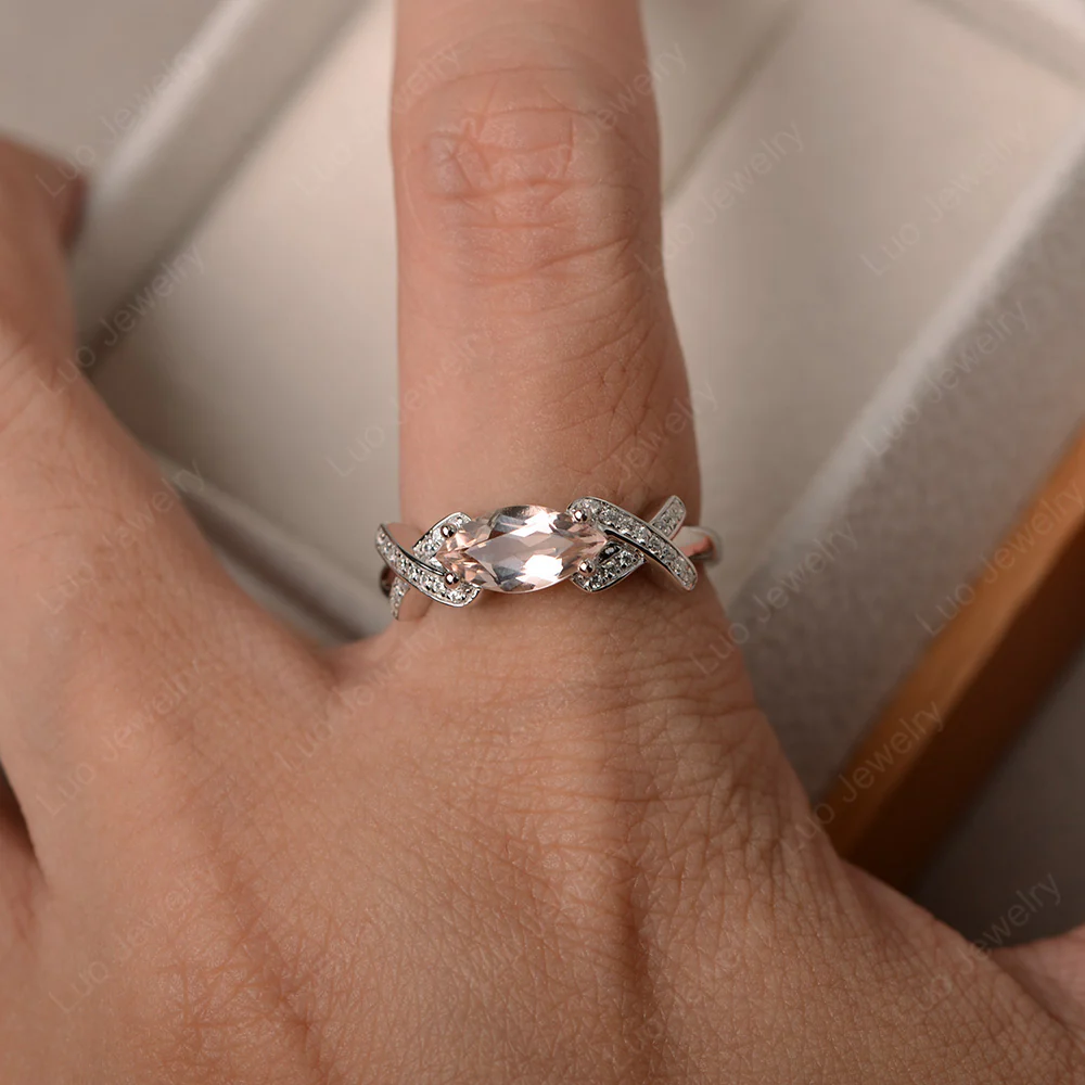 Morganite East West Criss Cross Ring - Image 4