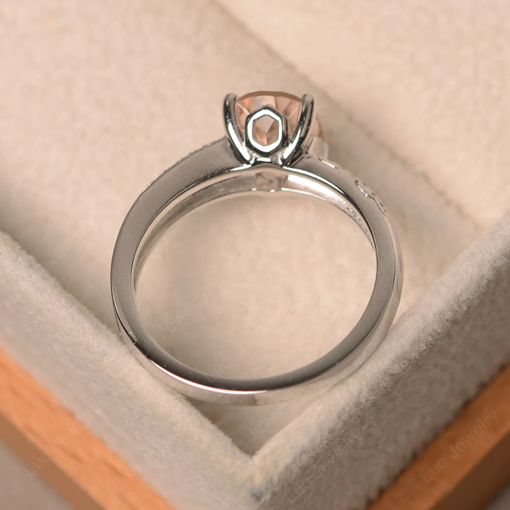 Vintage Style Oval Cut Morganite Ring - Image 3
