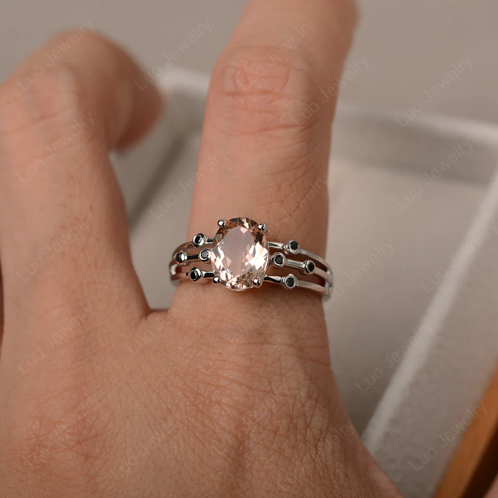 Oval Shaped Morganite Art Deco Ring - Image 4