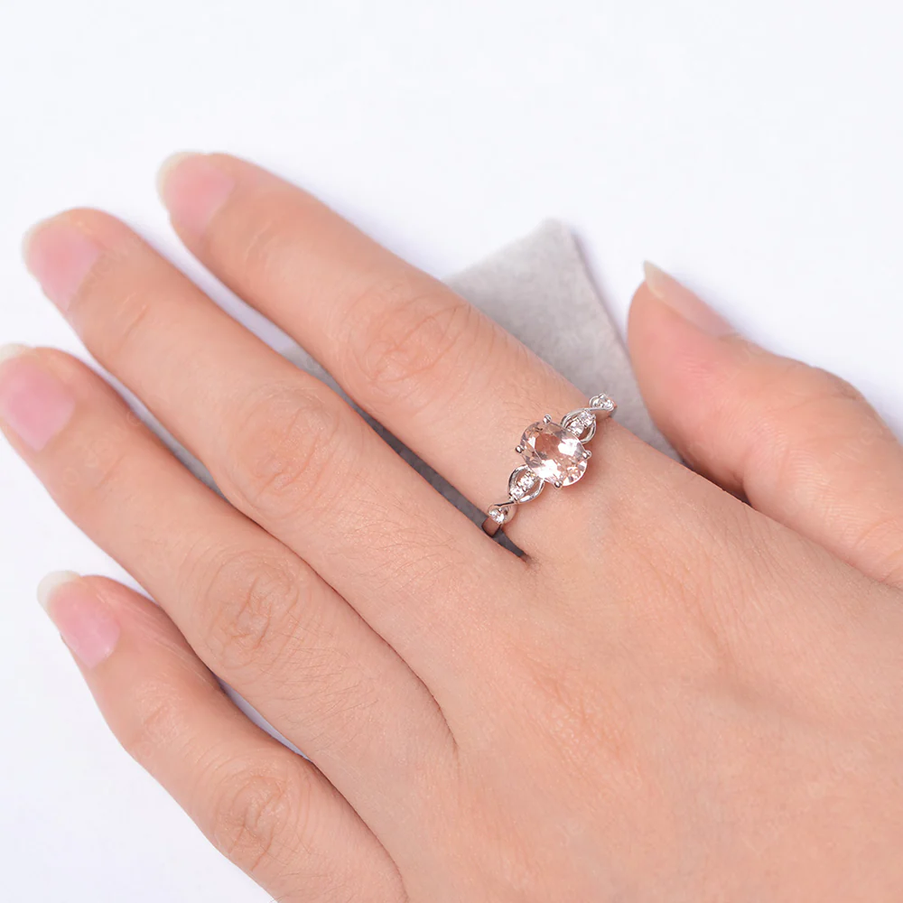 Oval Morganite Infinity Engagement Ring - Image 4
